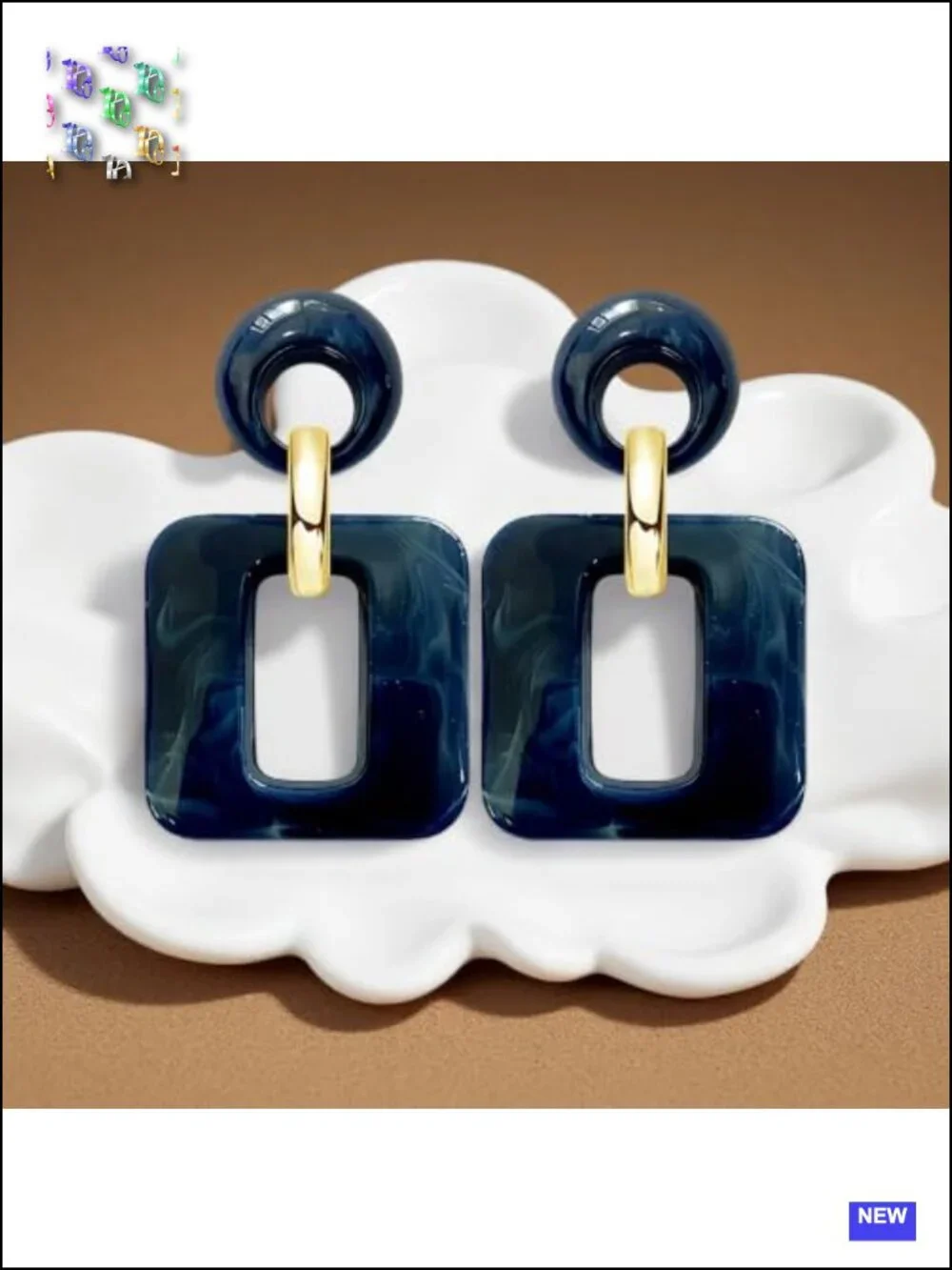 Acrylic Geometric Two-Tier Dangle Drop Earrings Chunky Statement Jewelry for